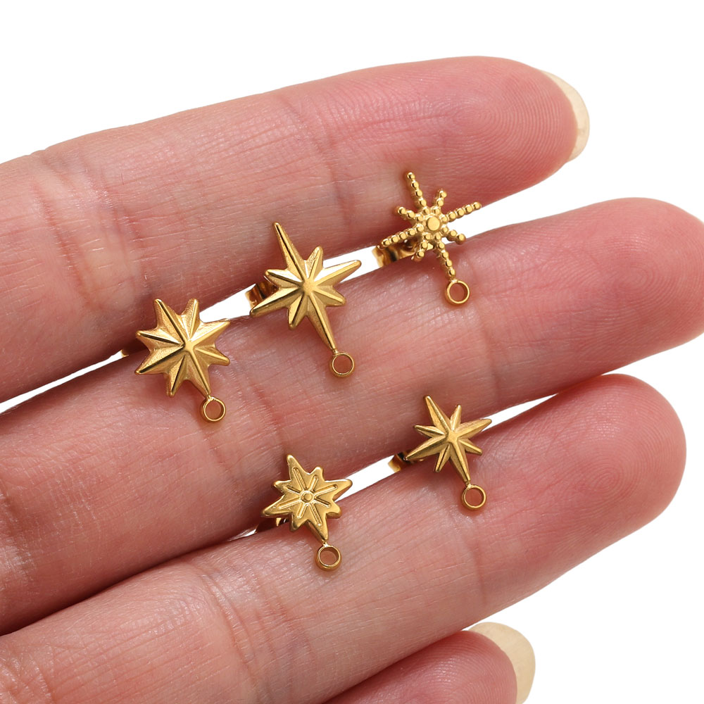 Jewelry Making Beginners - 6 шт. позолоченных 18-каратным PVD-золотом штифтов-звездочек