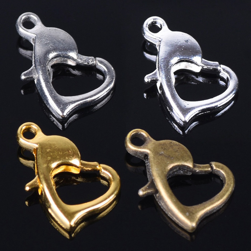 Lobster Clasp Silver - Застежки-карабины в форме сердца, золотистые/Серебристые/бронзовые, 30