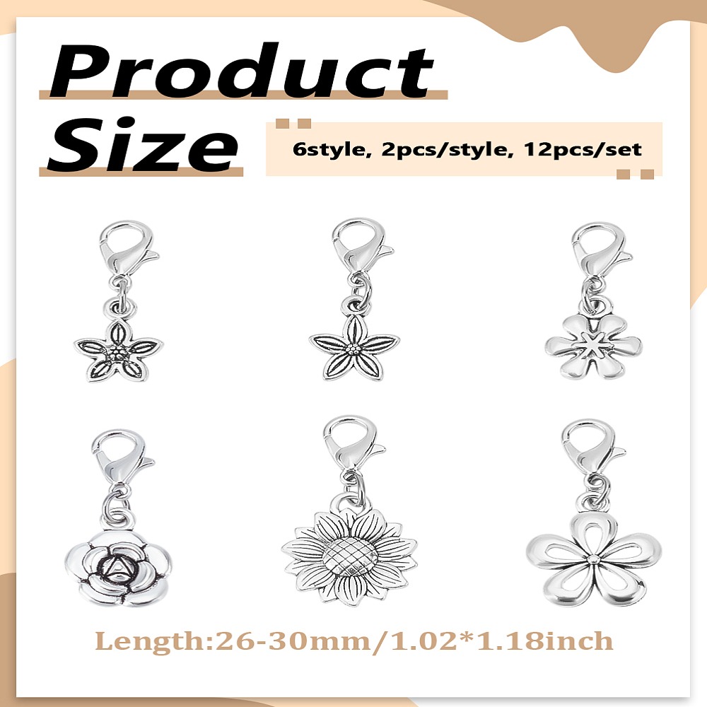 12 шт., 6 стилей, подвески из  – обзор и цена Lobster Clasp Silver